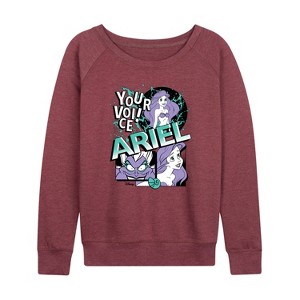 Women's - Disney Princess - Ariel Pop Lightweight French Terry Wide Neck Long Sleeve Shirt - 1 of 4