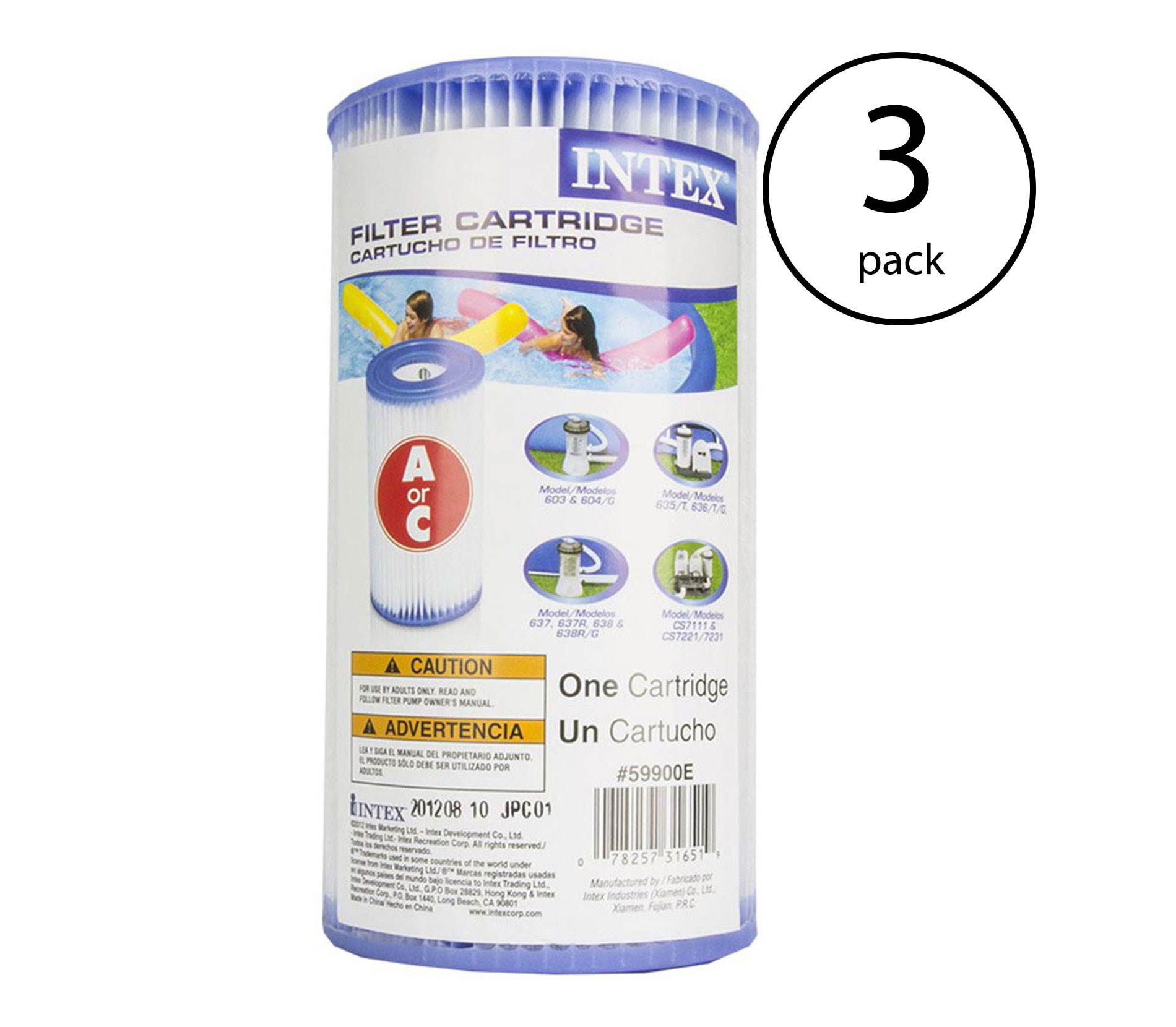 Intex Swimming Pool Easy Set Type A Replacement Filter Pump Cartridge (3 Pack)