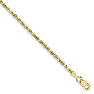 Black Bow Jewelry 2mm 10k Yellow Gold D/C Quadruple Rope Chain Anklet - 1 of 4