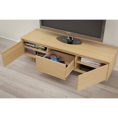 Natural Maple 64.5" TV Stand with Cabinets