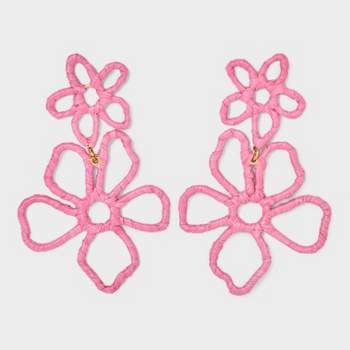 Post Two Flower Rafia Hollow Earrings - A New Day™