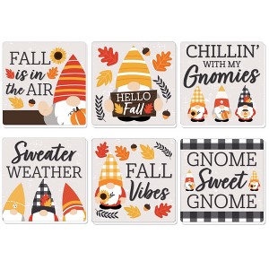 Big Dot of Happiness Fall Gnomes - Funny Autumn Harvest Party Decorations - Drink Coasters - Set of 6 - 1 of 4