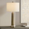 Possini Euro Design Bradley 27" Tall Modern Luxury Table Lamp Gold Brass Finish Metal Marble Single White Shade Living Room Bedroom Bedside Nightstand - 2 of 4