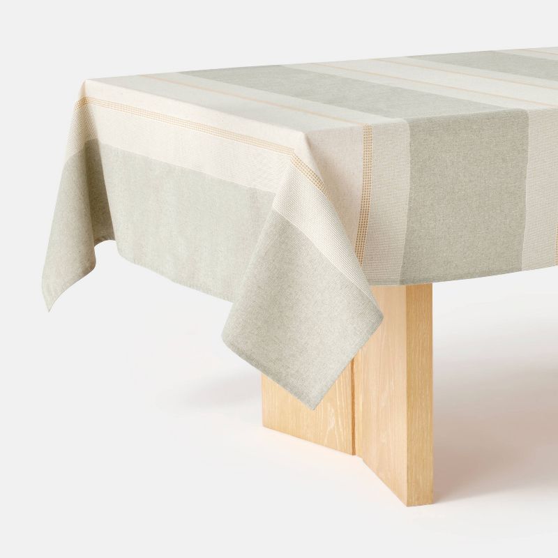 60&#34;x120&#34; Textured Striped Tablecloth Green - Threshold&#8482; designed with Studio McGee, 1 of 5