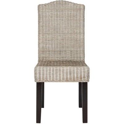 Antique Grey Rattan and Cane Dining Side Chair Set