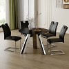 FURNIinspire Dining Sets Dining Table Set For 4, 42" Round Black Dining Table And 4 Black Dining Chairs With Silver Metal Legs, Black - 2 of 4