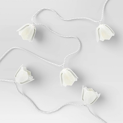 10ct Incandescent Mini Lights with Metal Mesh Flowers White - Threshold™