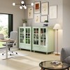 Gulches Minimalist Mint Green Buffet Cabinet - Double Glass Doors & Drawer, Modern Wooden Sideboard Storage Cupboard for Living Room/Dining Room - 3 of 4