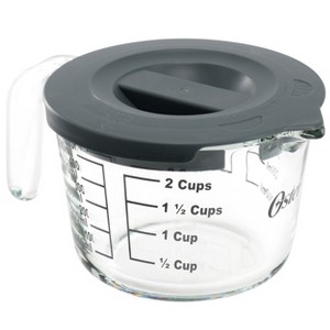 Oster Coolidge 16 Ounce Glass Measuring Cup with Lid in Gray - 1 of 4