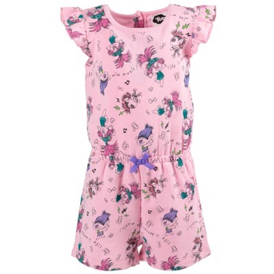 DreamWorks Trolls Poppy Girls French Terry Sleeveless Romper Toddler to Big Kid