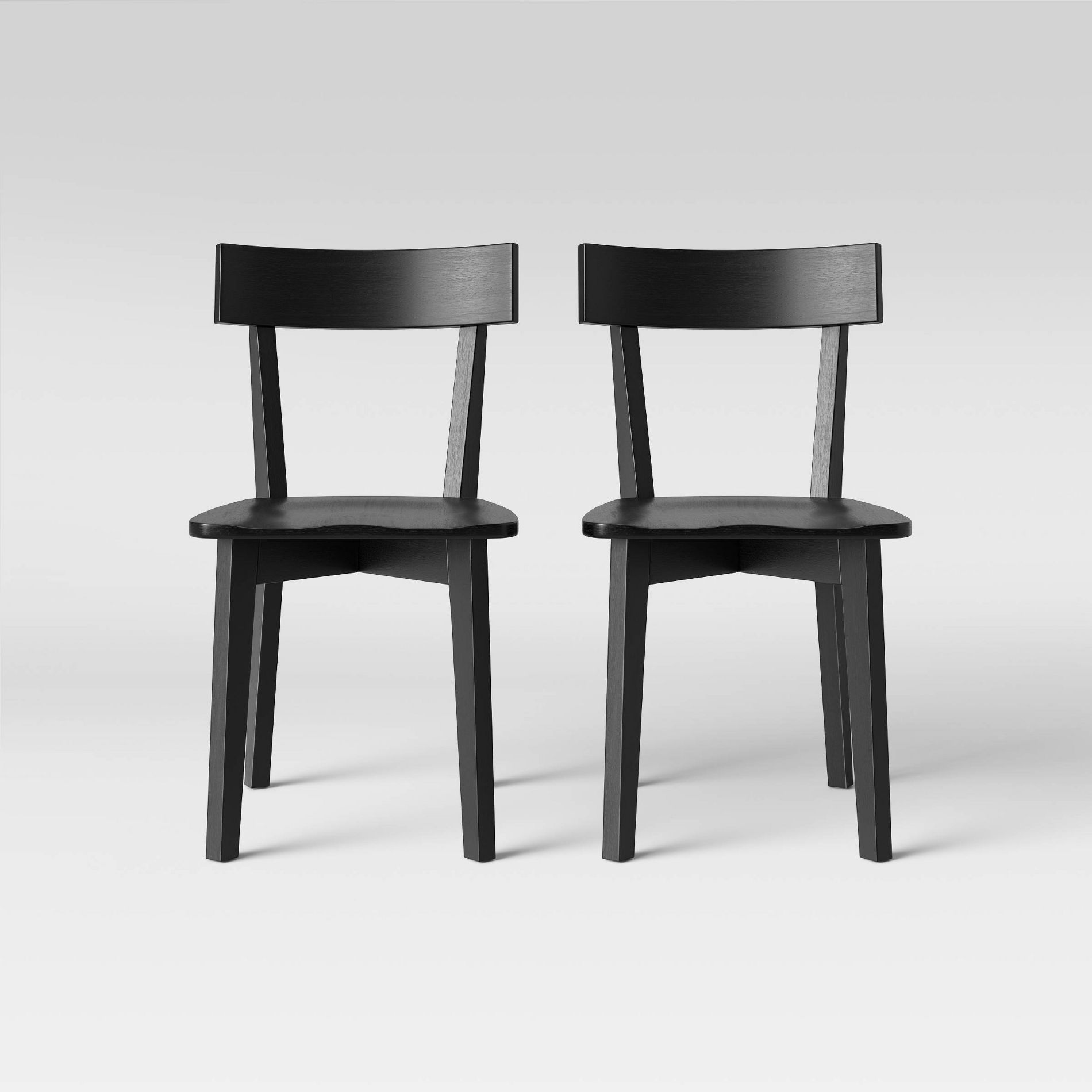 Set of 2 Bombelli Modern Dining Chair Black - Threshold™: Rounded Backrest, Rubberwood Frame, 250lb Capacity