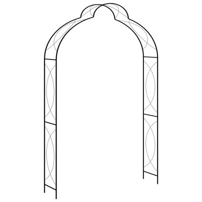 vidaXL Garden Arch Black Powder-coated iron Large Decorative Inlays