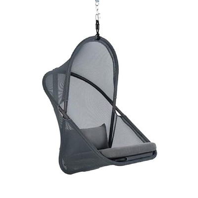 Royal Hampton Outdoor Hanging Swing Chair | Cushioned Dark Gray Mesh