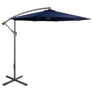 Northlight 10' Octagon Outdoor Patio Off-Set Umbrella with Hand Crank - Blue - 1 of 4