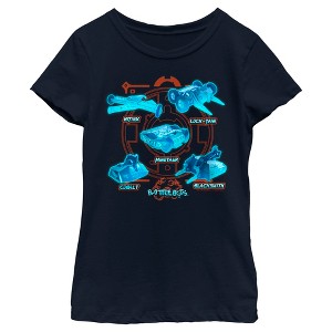 Girl's Battlebots Blue Neon Robots T-Shirt - 1 of 4