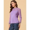 INSPIRE CHIC Women's Elegant Lace Sleeve Scalloped Trim Summer Casual Chiffon Blouse - 2 of 4