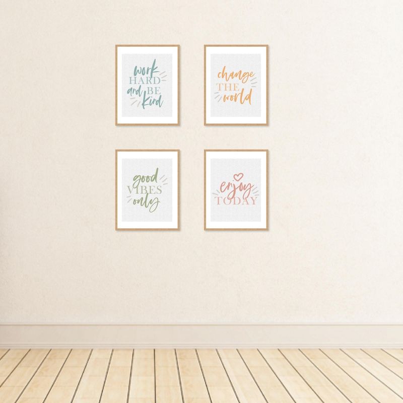 Big Dot of Happiness Work Hard and Be Kind - Unframed Inspirational Quotes Linen Paper Wall Art - Set of 4 - Artisms - 8 x 10 inches Colorful, 3 of 8