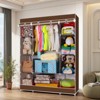 SEVOBAL 67" Portable Closet Wardrobe Armoires Storage Organizer Rack Shelves Cover for Hanging Clothes Quick and Easy to Assembly, Brown, 59"*26"*11" - 3 of 4