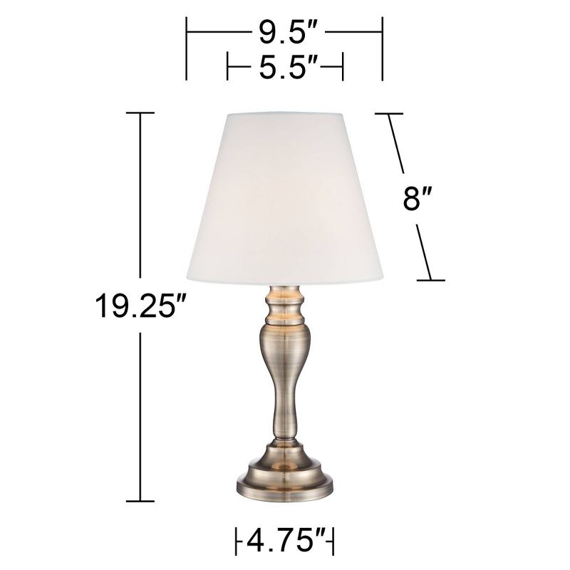 Regency Hill Traditional Accent Table Lamps 19 1/4" High Set of 2 Brass White Empire Shade Touch On Off for Bedroom Bedside Office, 4 of 7