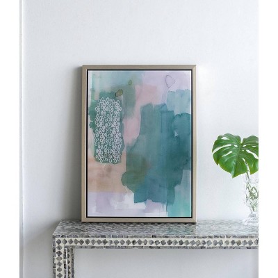 Teal and Beige Abstract Acrylic Framed Wall Art Set