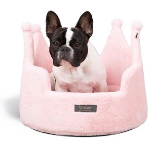 Nandog Pet Gear Prive  Crown Cozy Round Dog & Cat Bed Collection Washable Indoor Pet Bed - Royal Micro Blush Pink 18" Large - 1 of 4
