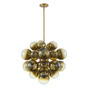 LLHZSY 21-Light Brushed Gold Chandelier with Gradient Gold Glass Shade - 23 3/5" - 1 of 4