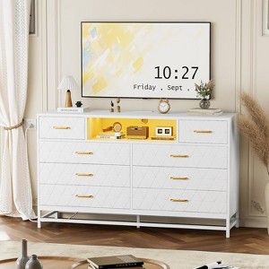 CuisinSmart 8 Drawer Dresser for Bedroom, 55 Inch TV Stand Dressers with Power Outlet, Modern Dresser Large Deep Drawers Dresser, Gold Handles - 1 of 1