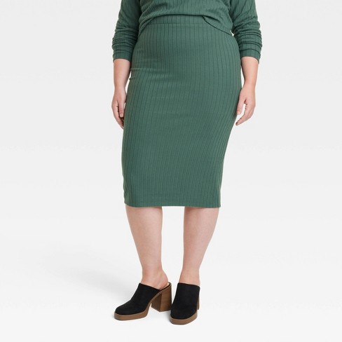 Womens olive pencil outlet skirt