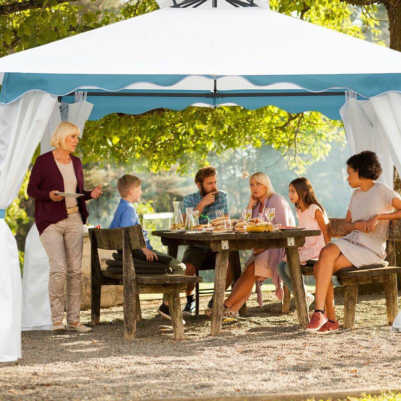 Costway 2 Tier 10'x10' Patio Gazebo Canopy Tent Steel Frame Shelter Awning W/Side Walls, 4 of 11