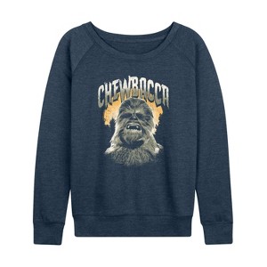 Women's - Star Wars - Chewbacca Full Moon Horror Lightweight French Terry Wide Neck Long Sleeve Graphic Shirt - 1 of 4