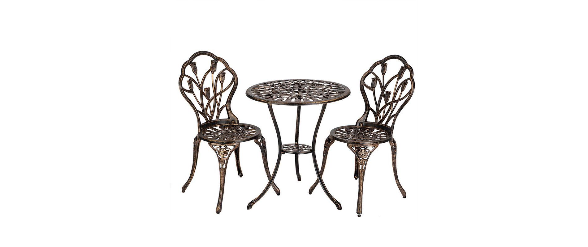 Outdoor 3-Piece Cast Aluminum Tulip Bistro Set