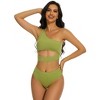 Clearlove Women Cutout One Shoulder High Waisted Bikini High Cut Two Piece Swimsuits - 3 of 4