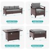 Sonkuki 9 Pieces Patio Sofa with Rectangle Fire Pit Table and Ottomans, Patio Conversation Couch with Cushion - 3 of 4