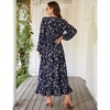 Fall Casual Dresses for Women Empire Waist V Neck Long Sleeve Maxi Ruffle Dress  Wedding Guest Dress - 2 of 4