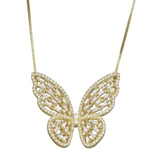 Designs By Gioelli 14K Sterling Silver Cubic Zirconia Butterfly Necklace - 1 of 2