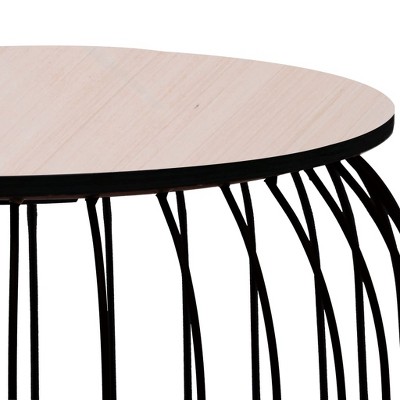 Copper Frame Black Wood Round Nesting Coffee Tables Set