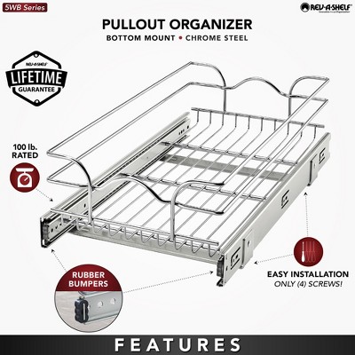 Silver Wire Pull-Out Basket Kitchen Cabinet Organizer