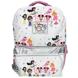 Disney 100 Nylon Pink & White Backpack 16" School Bookbag for Girls ages 3+ - 1 of 4