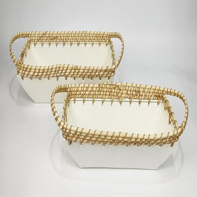 VIP Metal 23.62 in. White Rectangular Tapered Tray Set of 2