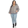 Plus Size Full Front Zip Hooded Bomber Puffer Coat  - White Mark - 4 of 4