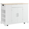 NicBex Mobile Kitchen Island Cart Morden Kitchen Carts on Wheels with Storage with 2 Cabients Doors, 3 Drawer and Trash Bin for Kitchen - 3 of 4