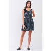 Slickblue Navy Blue Sleeveless Mesh V-Neck Mini Dress, Customizable Fit with Self-Tie Waist, Perfect for Events, S-M - 2 of 4
