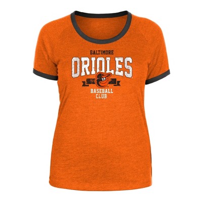MLB Baltimore Orioles Women's Heather Bi-Blend Ringer T-Shirt - XS