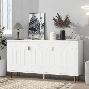 65" TV Stand with Three Doors and Adjustable Shelves for TVs up to 70", Sideboard Cabinet with Metal Legs for Living Room - 1 of 4