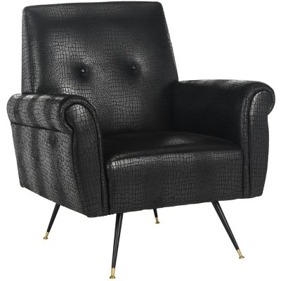 Mira Black Faux Leather Transitional Accent Chair
