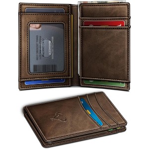 Generic Slim Wallet For Men 12Cards,Easy Leather Wallet Card Holder Money Clip - 1 of 4