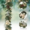 Prelit Christmas Garland for Mantle,6 ft Battery Operated Xmas Garland with 20 LED Lights Red Gold Balls - 4 of 4