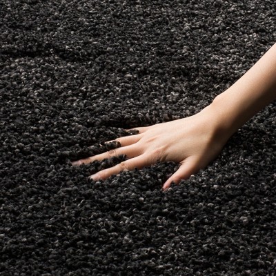 Dark Grey Hand-Knotted Wool Shag Area Rug, 2' x 4'