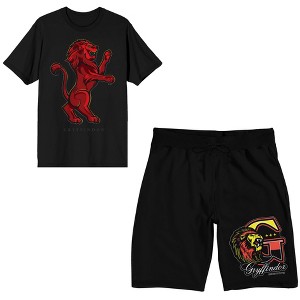 Harry Potter Gryffindor Men's Short Sleeve Shirt & Sleep Shorts Set - 1 of 4