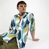 Campus Sutra Men Men's Indigo Blue Oversized Abstract Curves Shirt - 2 of 4